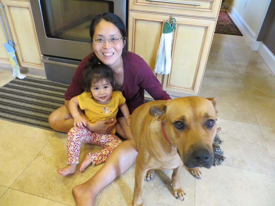 Elizabeth with Vesper and our dog, Ruby
